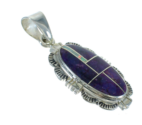 Southwest Genuine Sterling Silver Magenta Turquoise And Opal Pendant VX65484